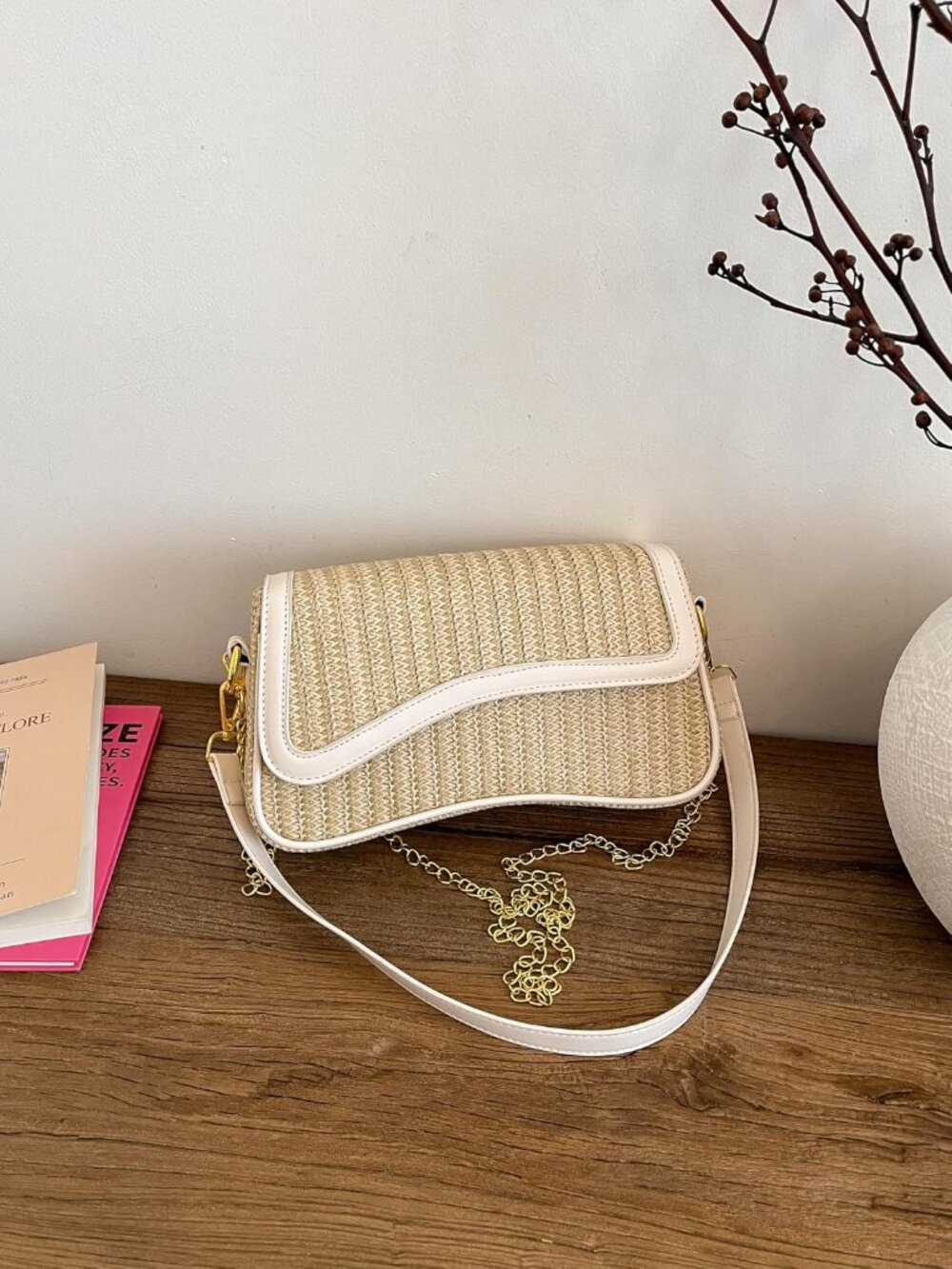 👜Women's B-Beige PU Leather Tote Shoulder Handbag 2 Removable Straps Zipper Bag